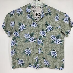 Vintage Hilo Hattie Shirt Mens Large Button Up Floral‎ Aloha Hawaii Short Sleeve
